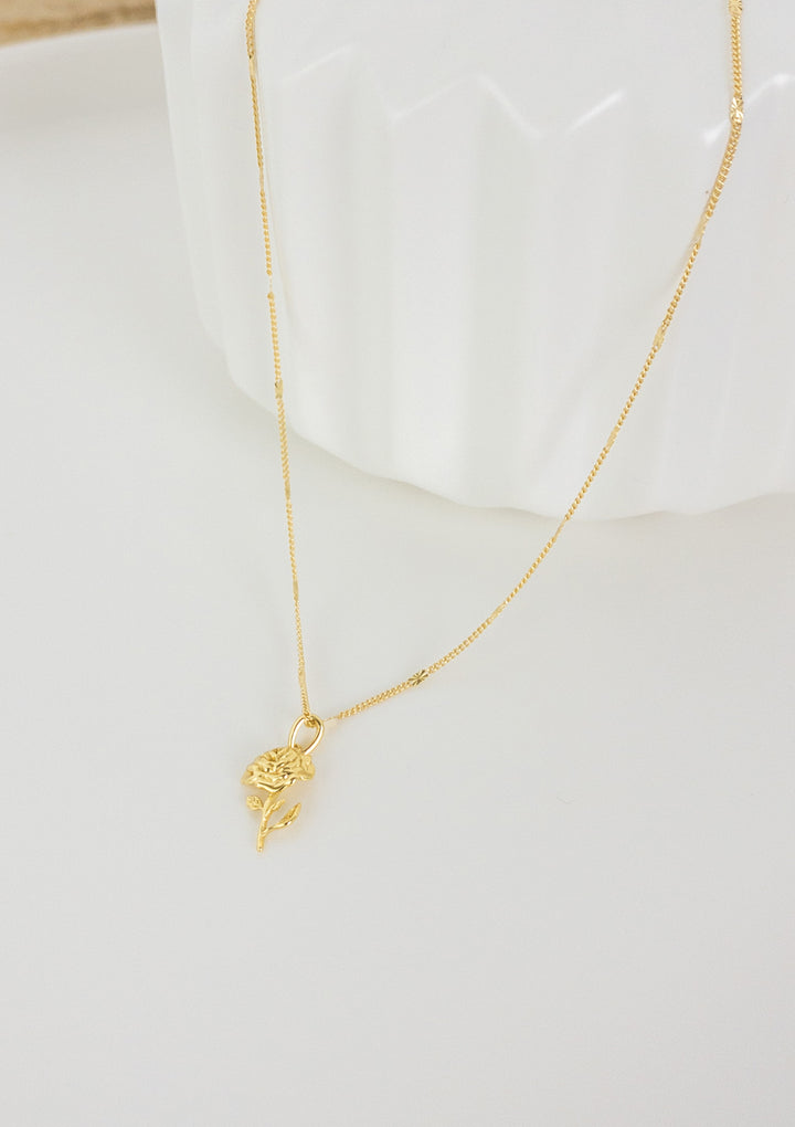 Collier PEndentif Rose Argent Sterling en Or