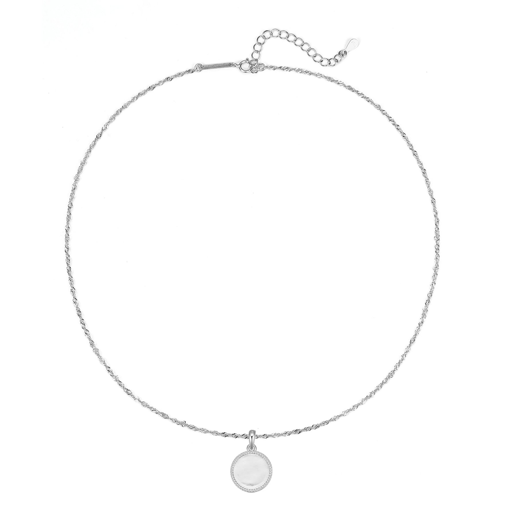 Collier Pendentif Ronde Sterling Argent