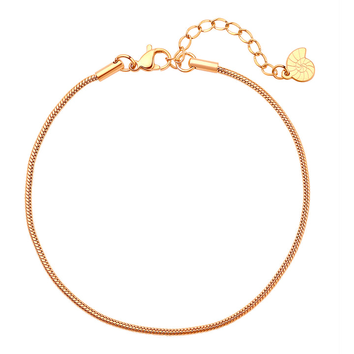 Abgerundete Fußkette im Schlangenkette-Design in Rosegold