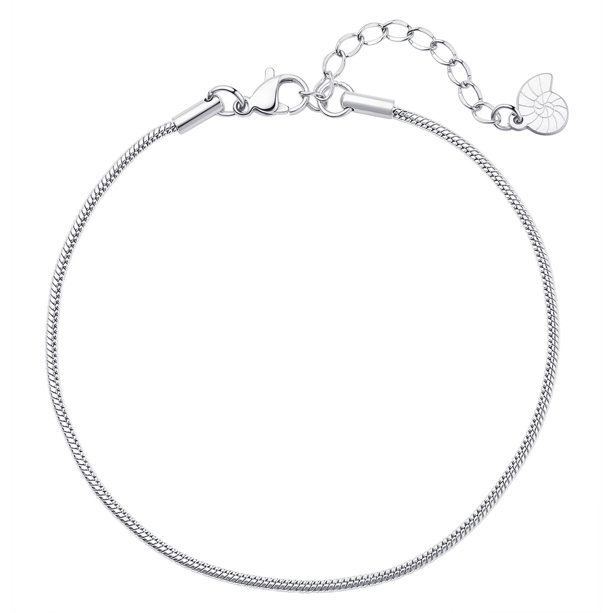 Bracelet de Cheville Chaîne Serpent Ronde en Argent