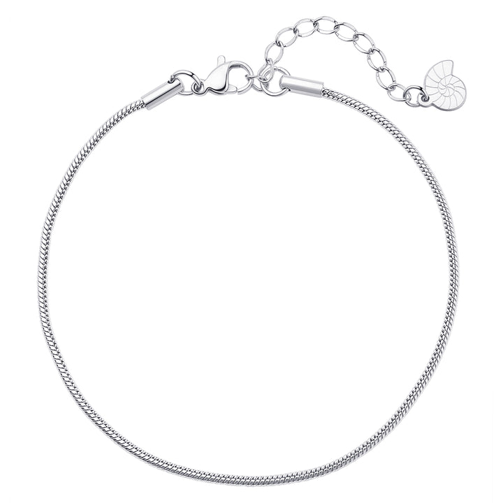 Abgerundete Fußkette im Schlangenkette-Design in Silber