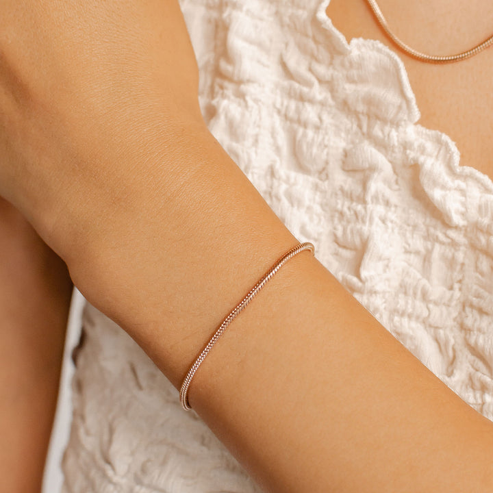 Bracelet Chaîne Serpent Ronde en Or Rose