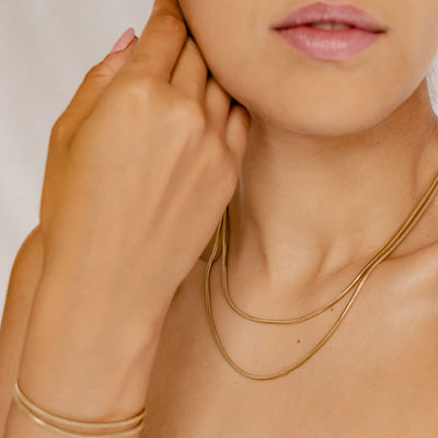 Round Snake Chain Necklace Gold