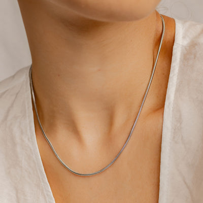 Collar Cadena Serpiente Redonda en Plata