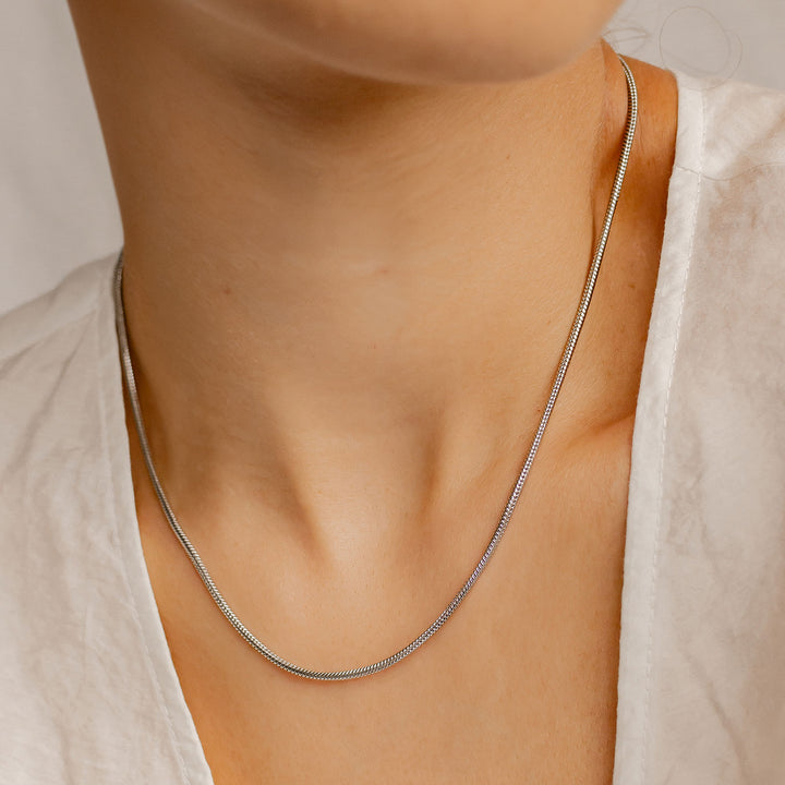 Collar Cadena Serpiente Redonda en Plata