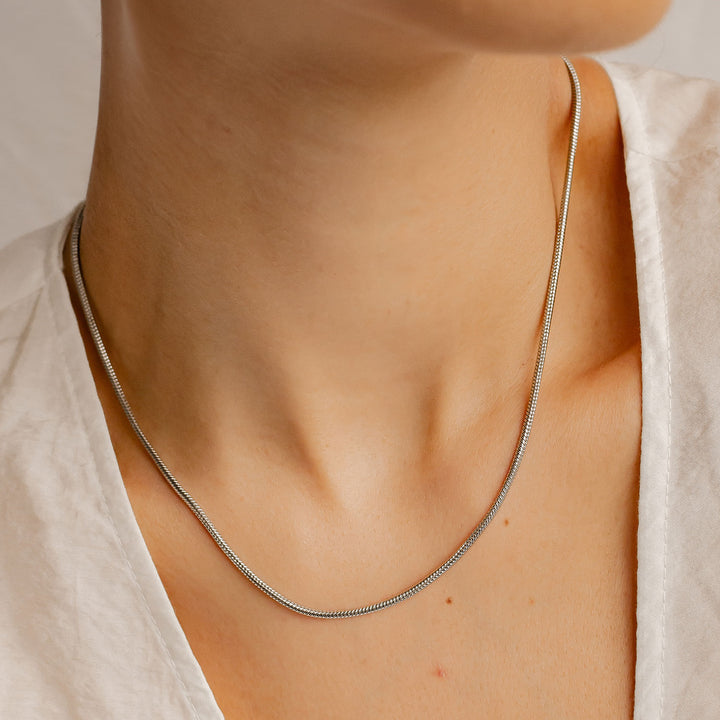 Collar Cadena Serpiente Redonda en Plata