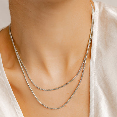 Collar Cadena Serpiente Redonda en Plata