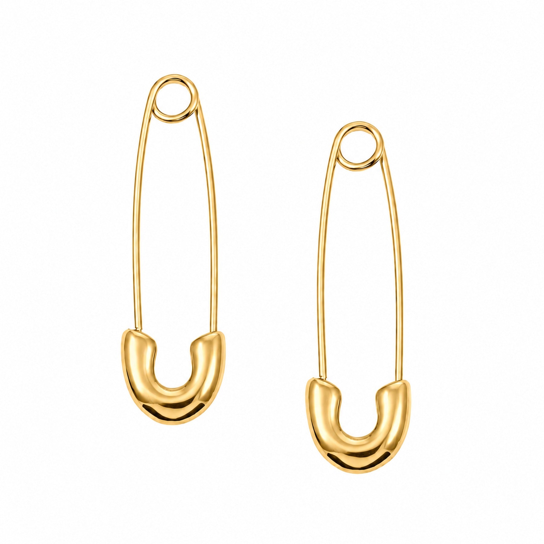 Safety Pin Earrings Gold