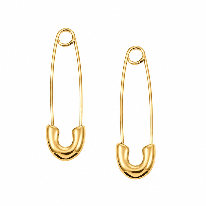 Safety Pin Earrings Gold