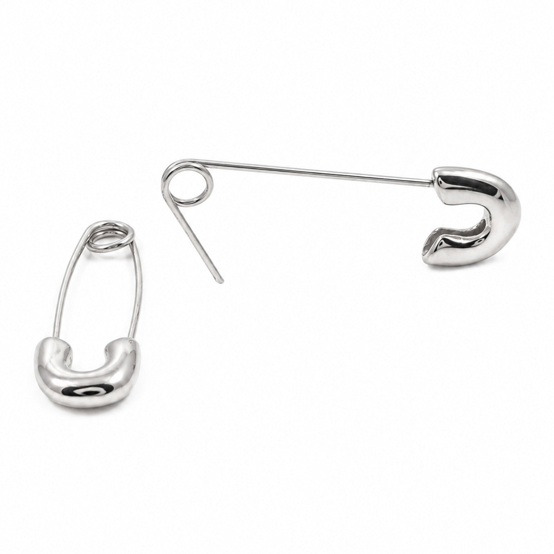 Safety Pin Earrings Silver