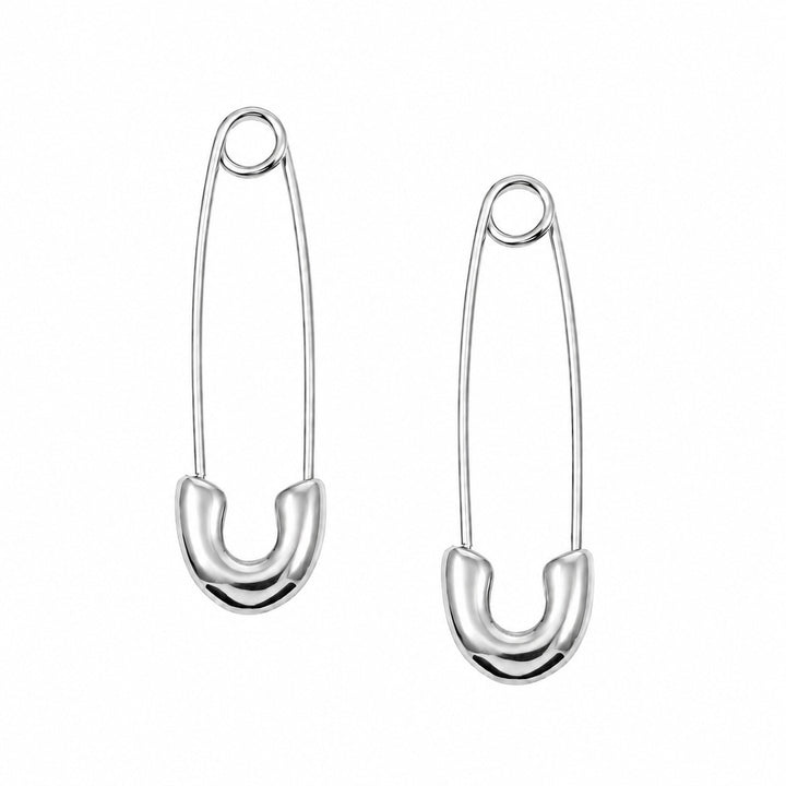 Safety Pin Earrings Silver