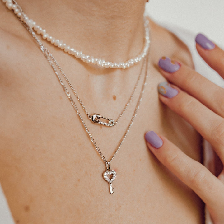 Collier à Pendentif Epingle du Sûreté Argent Sterling