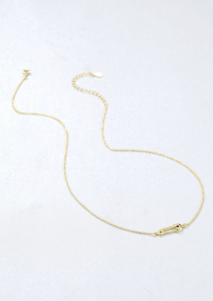 Safety Pin Pendant Necklace Sterling Silver Gold