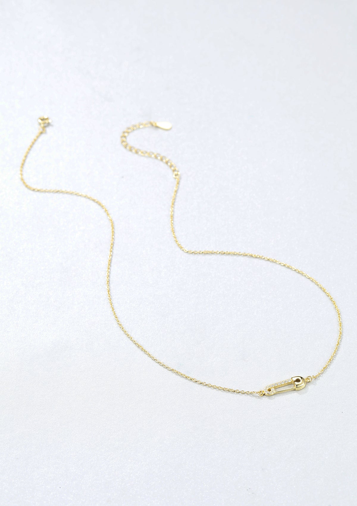 Safety Pin Pendant Necklace Sterling Silver Gold