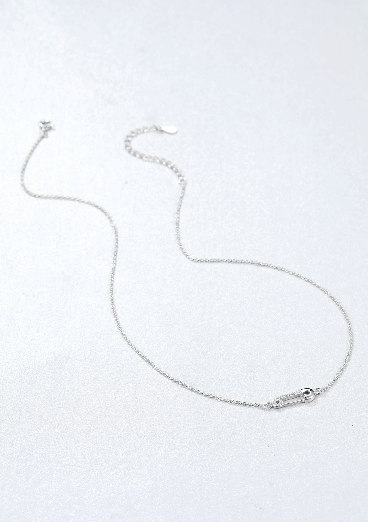 Safety Pin Pendant Necklace Sterling Silver