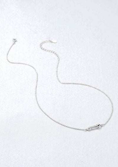 Safety Pin Pendant Necklace Sterling Silver