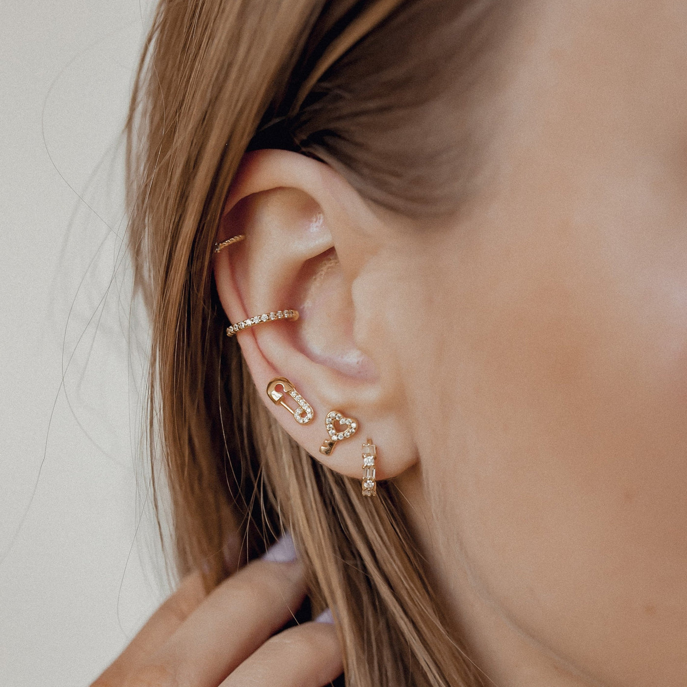 Clous d'Oreilles Epingle du Sûreté Sterling Argent en Or
