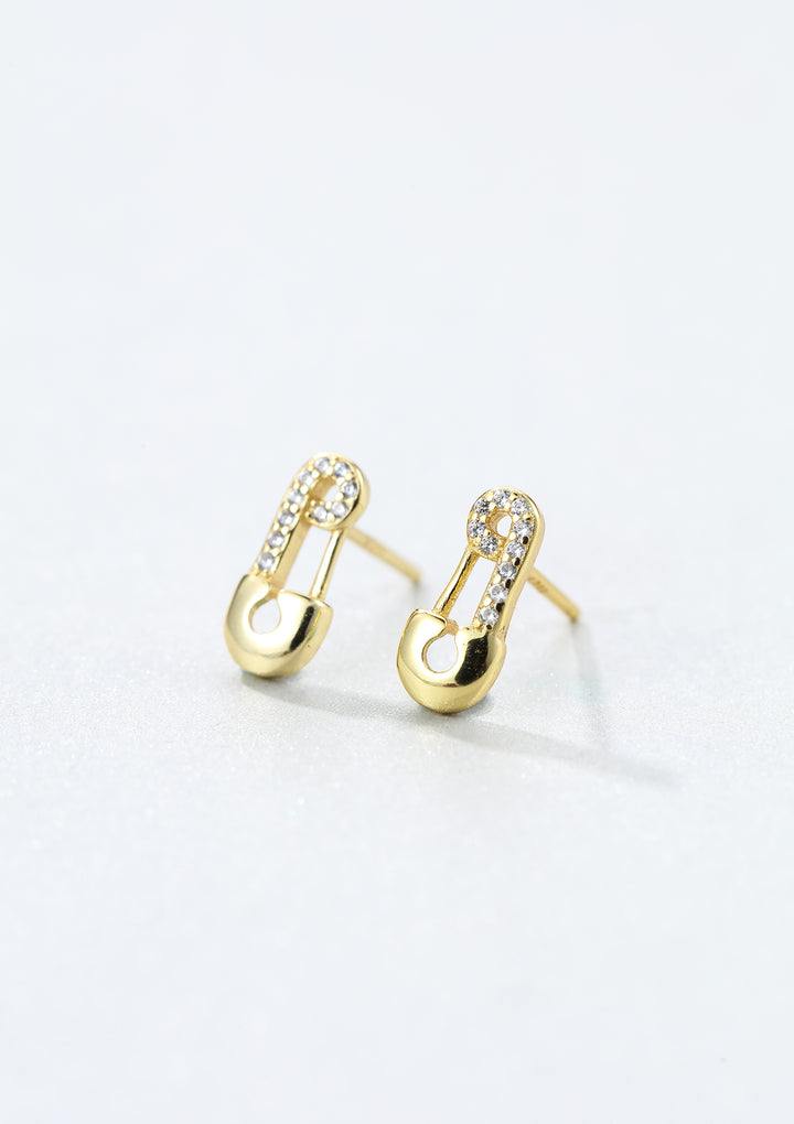 Clous d'Oreilles Epingle du Sûreté Argent Sterling en Or