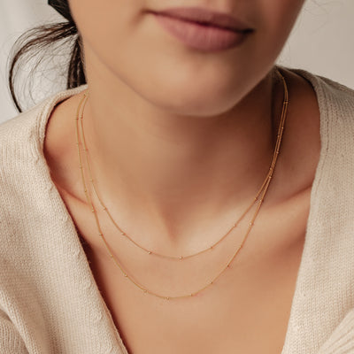 Collar de Cadena Fina de Borlas Plata de Ley 925 en Oro
