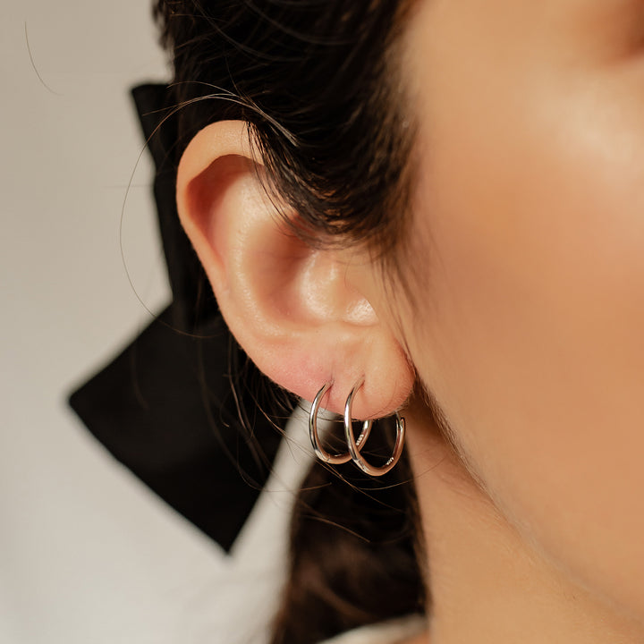 Slim Hoop Earrings Set Sterling Silver