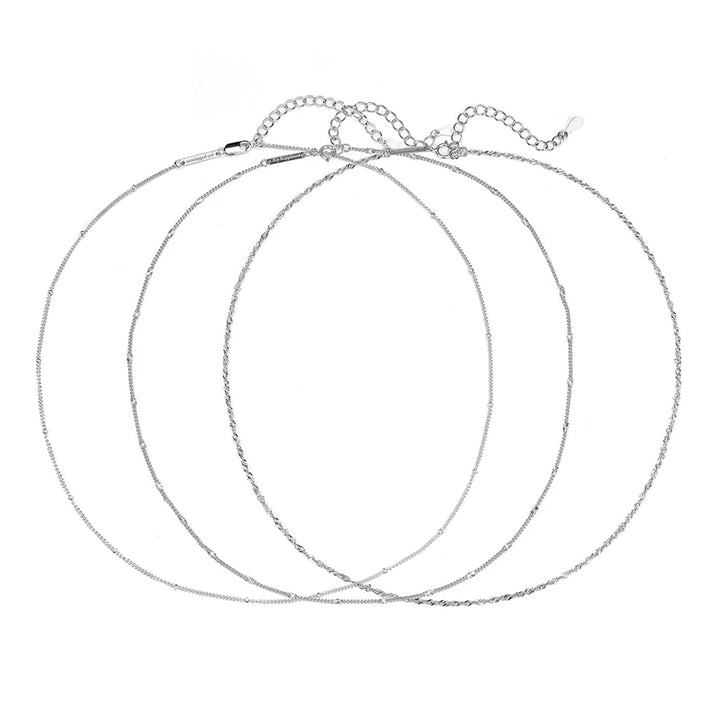 Conjunto de Collares de Cadena Fina Plata Esterlia