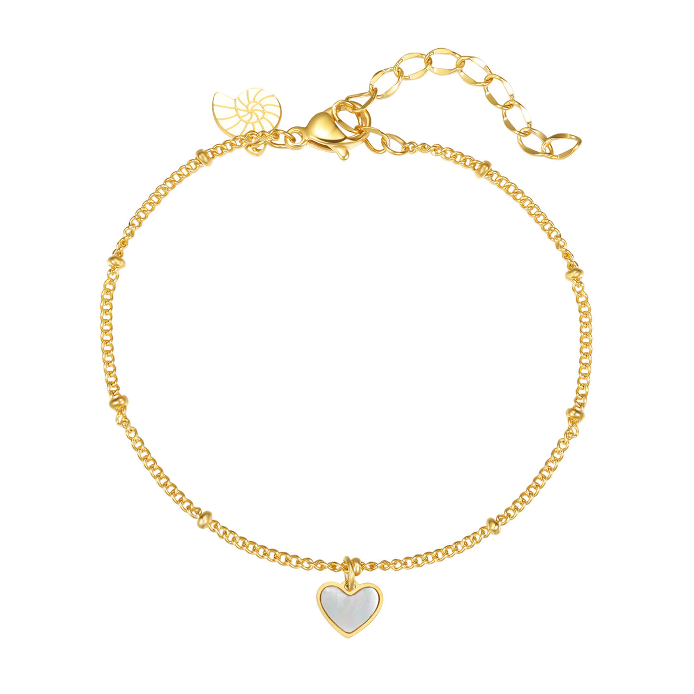 Muschelschale Herz Armband in Goldfarbe