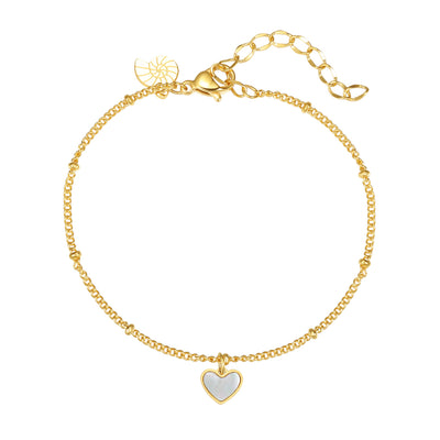 Shell Heart Pendant Chain Bracelet Gold