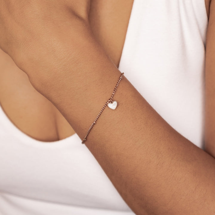 Shell Heart Pendant Chain Bracelet Rose Gold