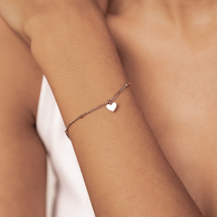 Shell Heart Pendant Chain Bracelet Rose Gold