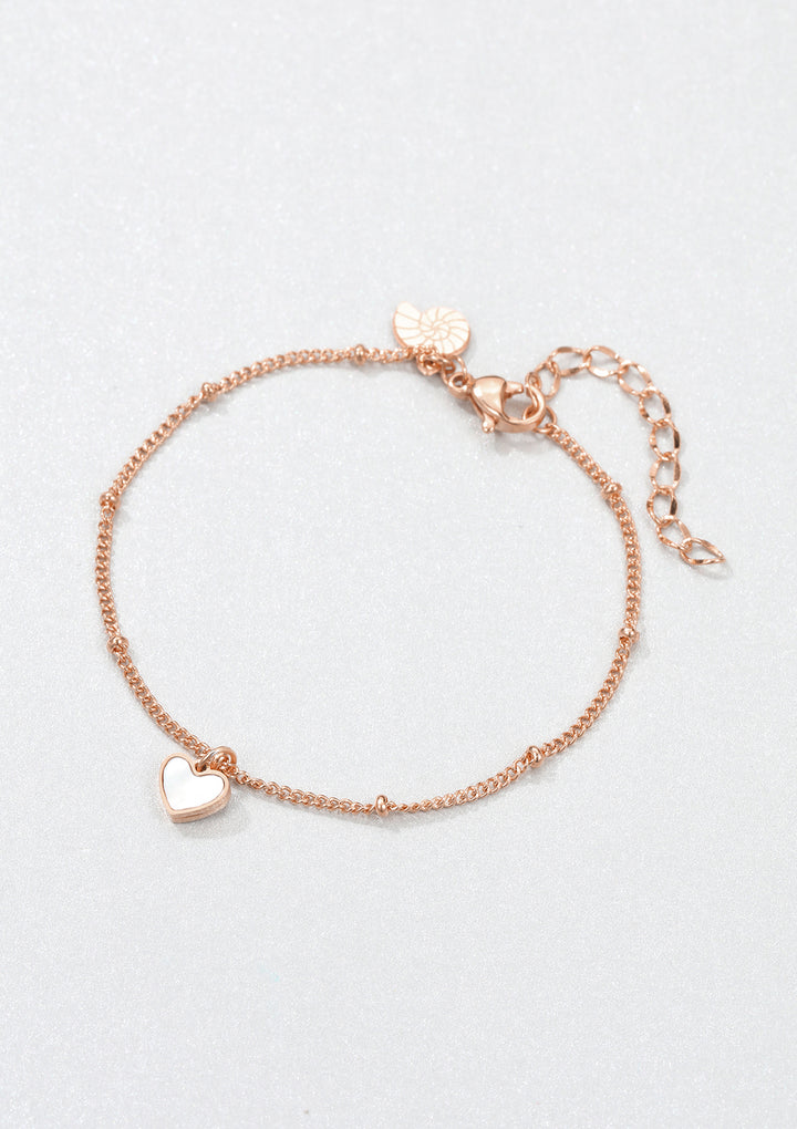 Pendentif Cœur Coquillage Collier Chaîne en Or Rose