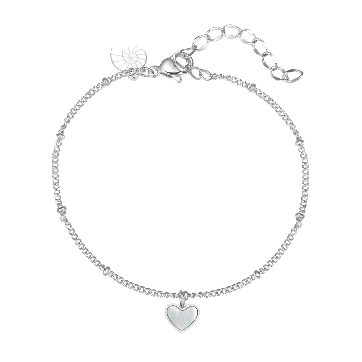 Muschelschale Herz Armband in Silberfarbe