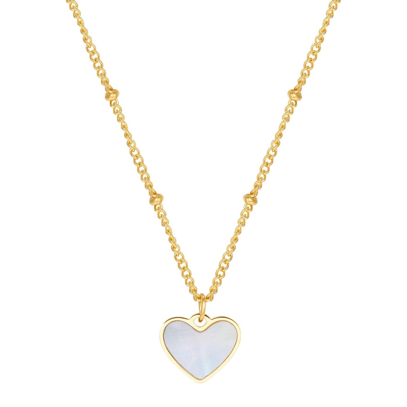 Pendentif Coeur Coquillage Collier Chaîne en Or