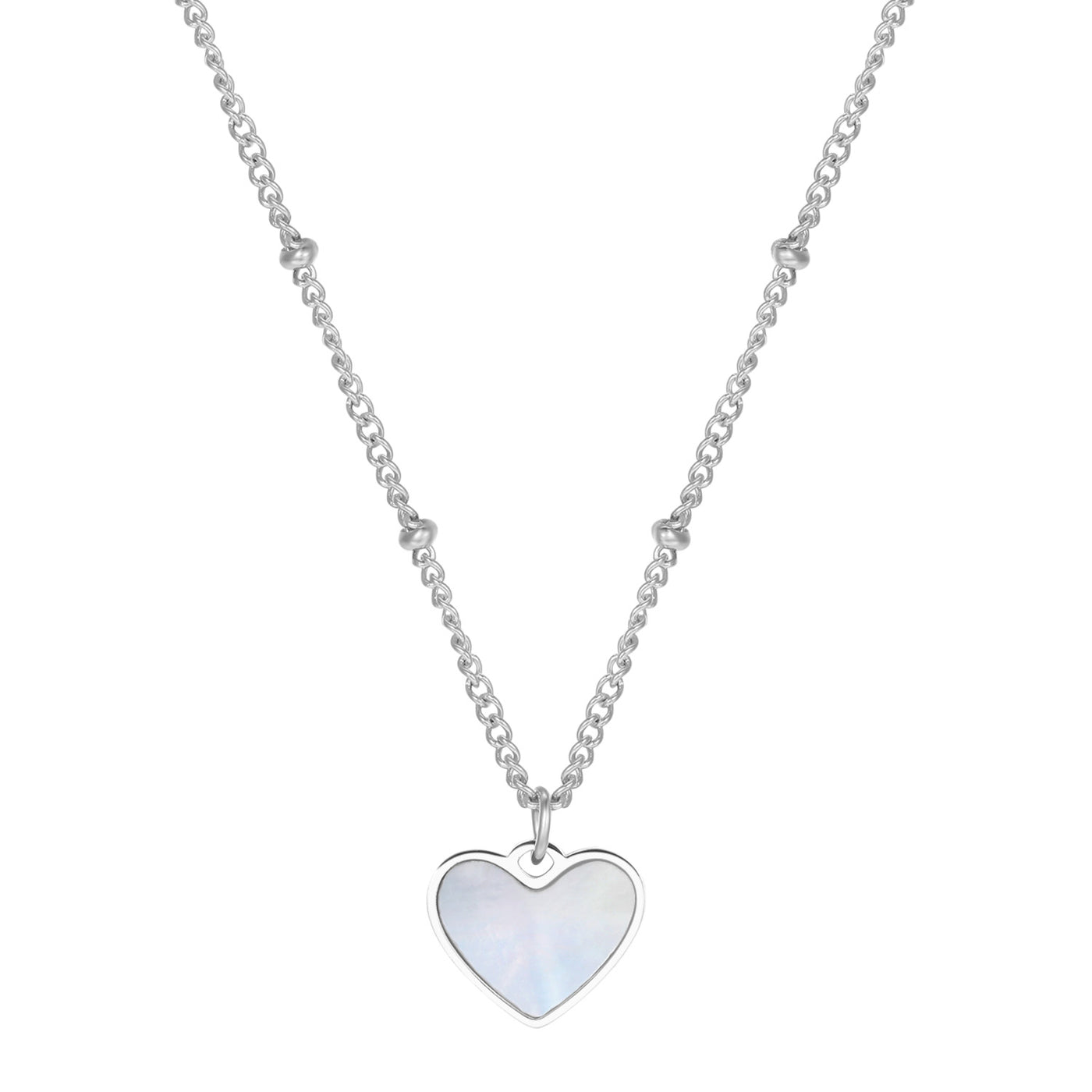 Collar de Cadena con Colgante Corazón Concha en Plata