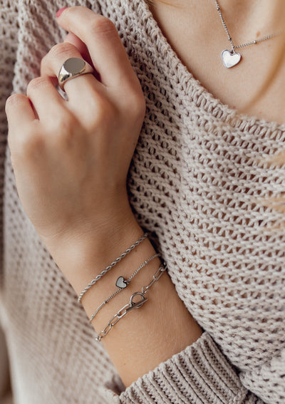 Collar de Cadena con Colgante Corazón Concha en Plata