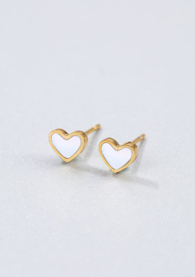 Clous d' Oreilles Coquille Coeur en Or