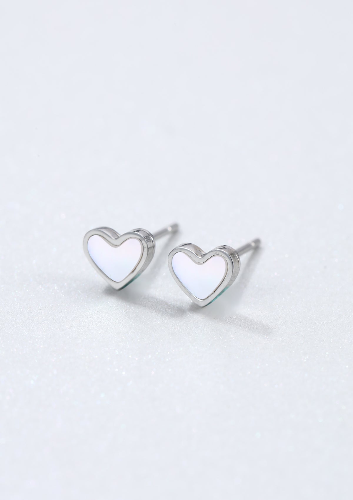 Shell Heart Stud Earrings Silver