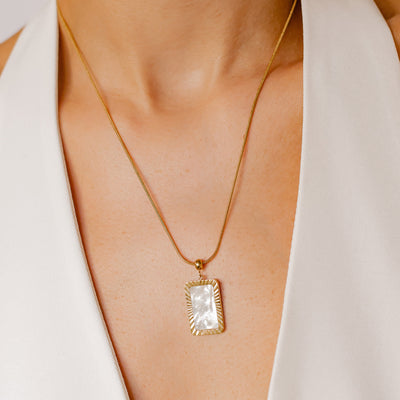 Pendentif Rectangle Brillant en Or