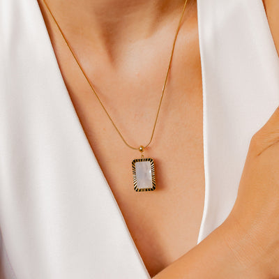 Pendentif Rectangle Brillant en Or