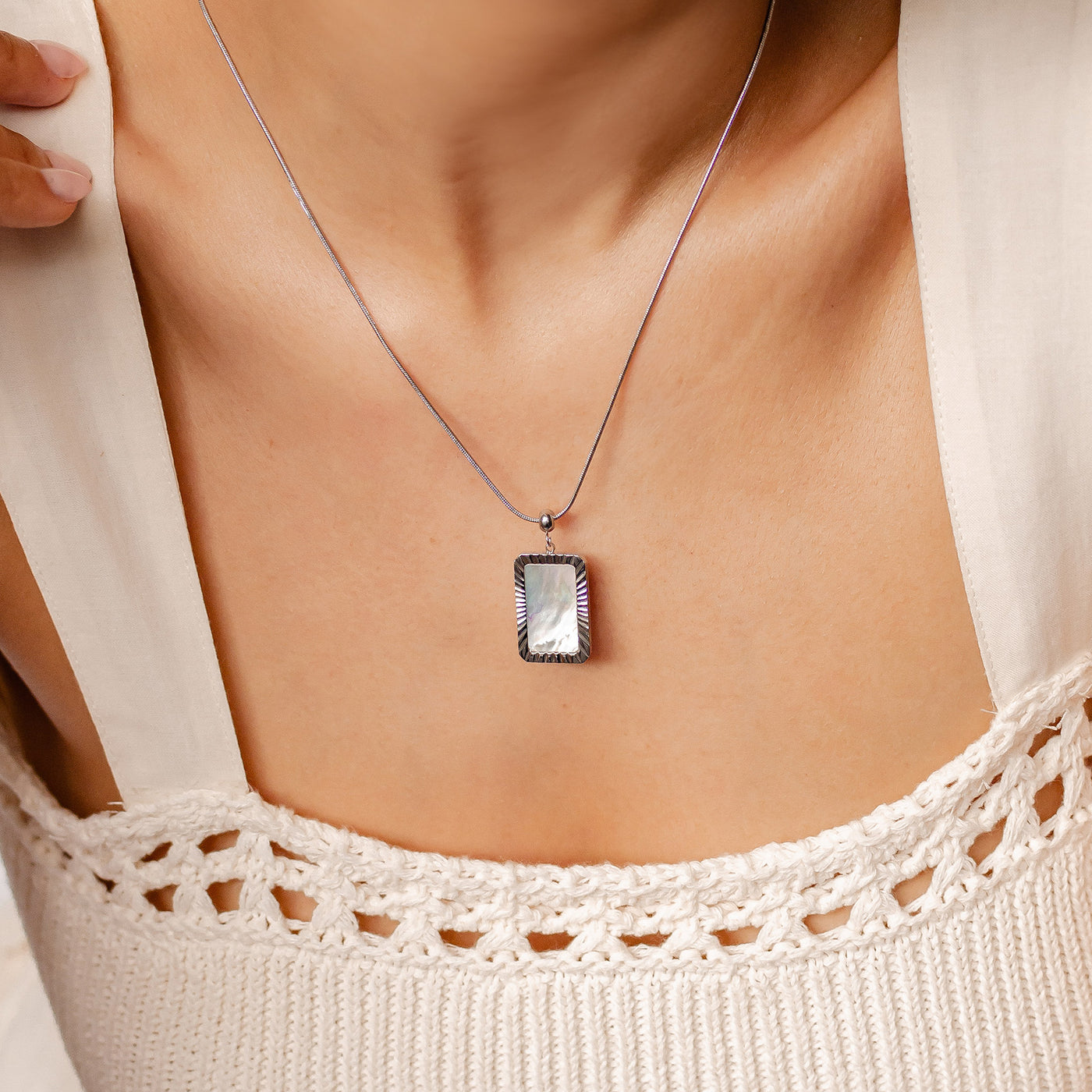 Pendentif Rectangle Brillant en Or