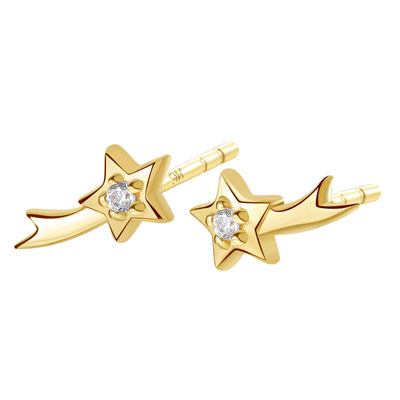 Shooting Star Studs 9K Gold