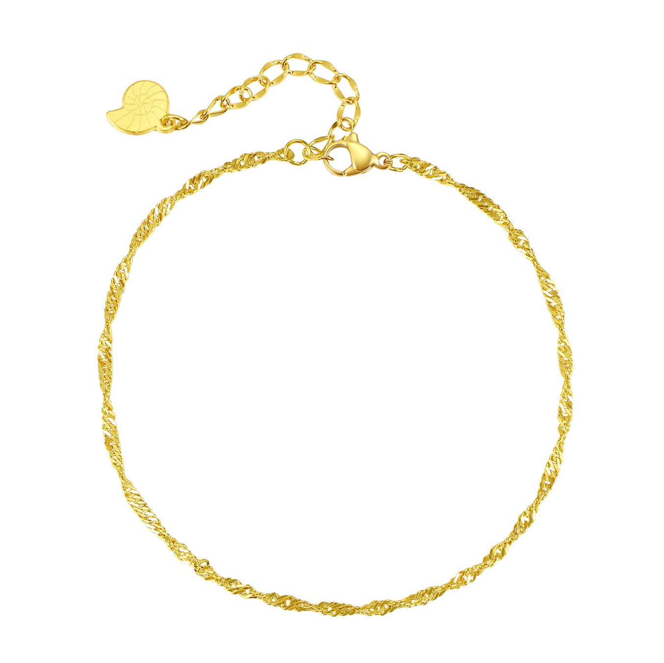 Bracelet de Cheville Fine Chaîne Singapour en Or