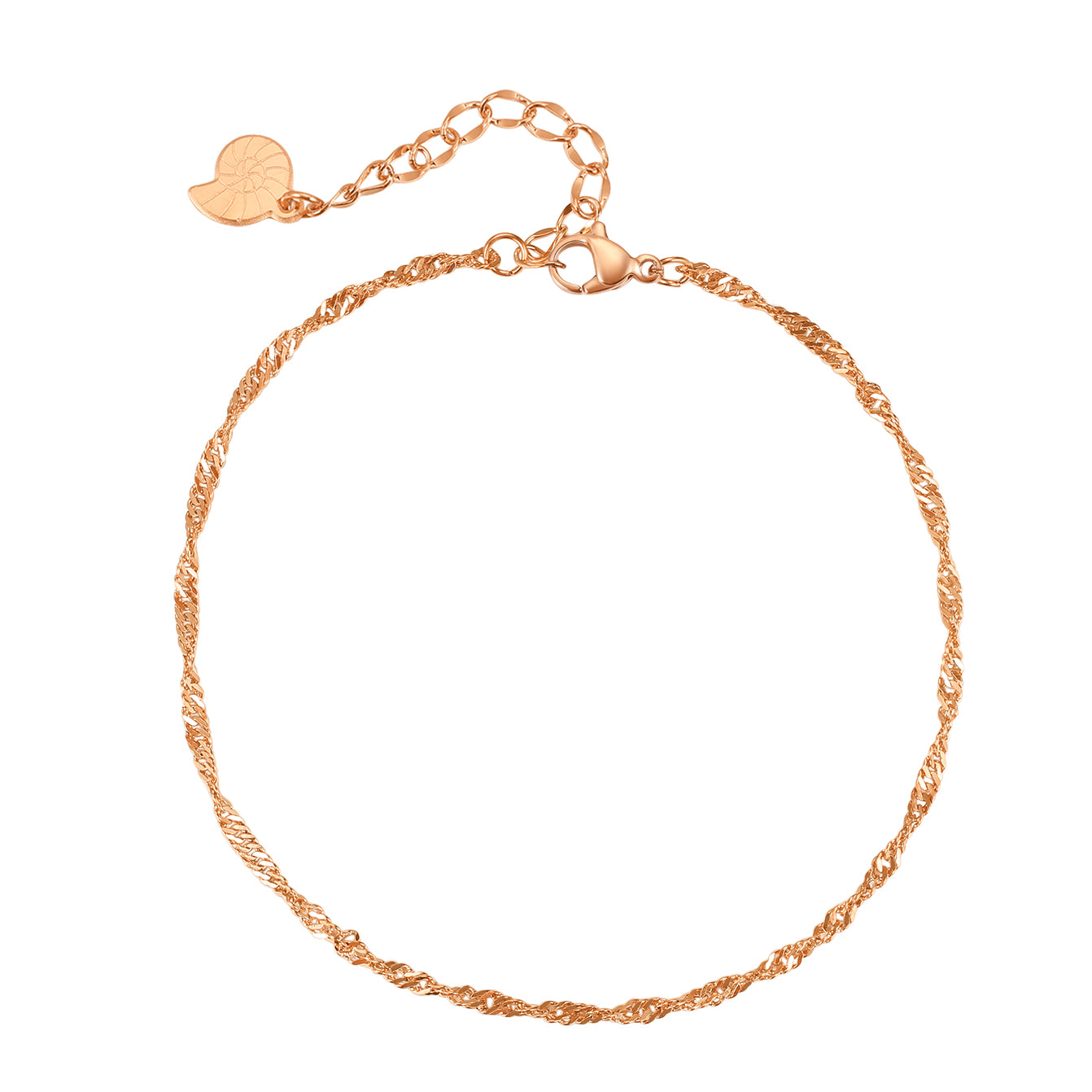 Bracelet de Cheville Fine Chaîne Singapour en Or Rose