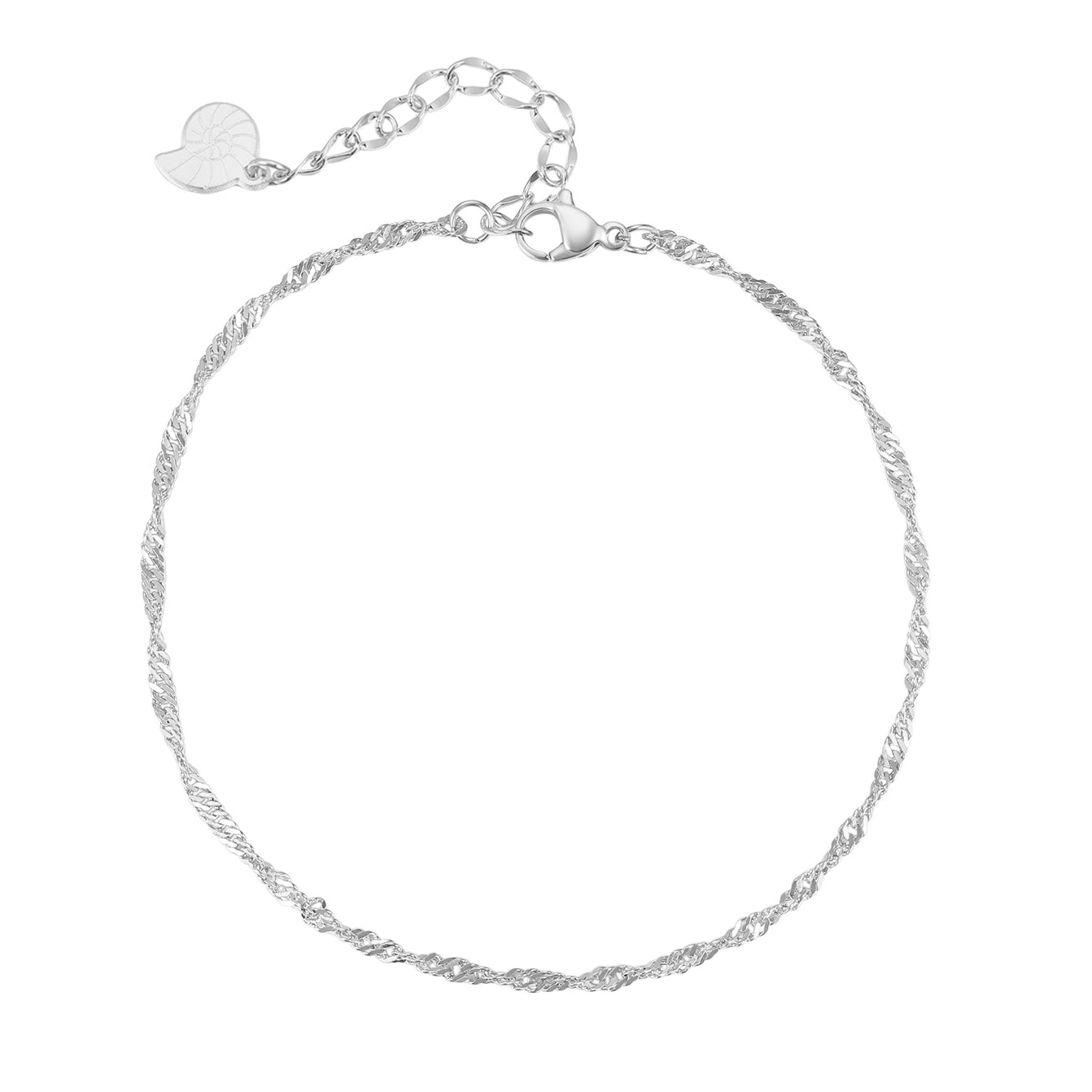 Bracelet de Cheville Fine Chaîne Singapour en Argent