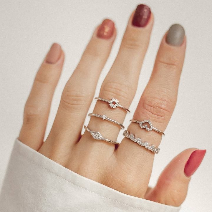 Bague Diamant Mince Argent Sterling