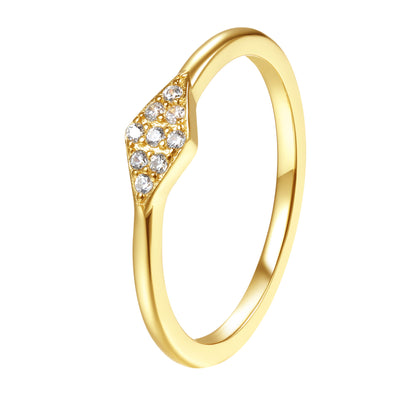 Anillo Diamante Banda Fina Plata de Ley 925 en Oro