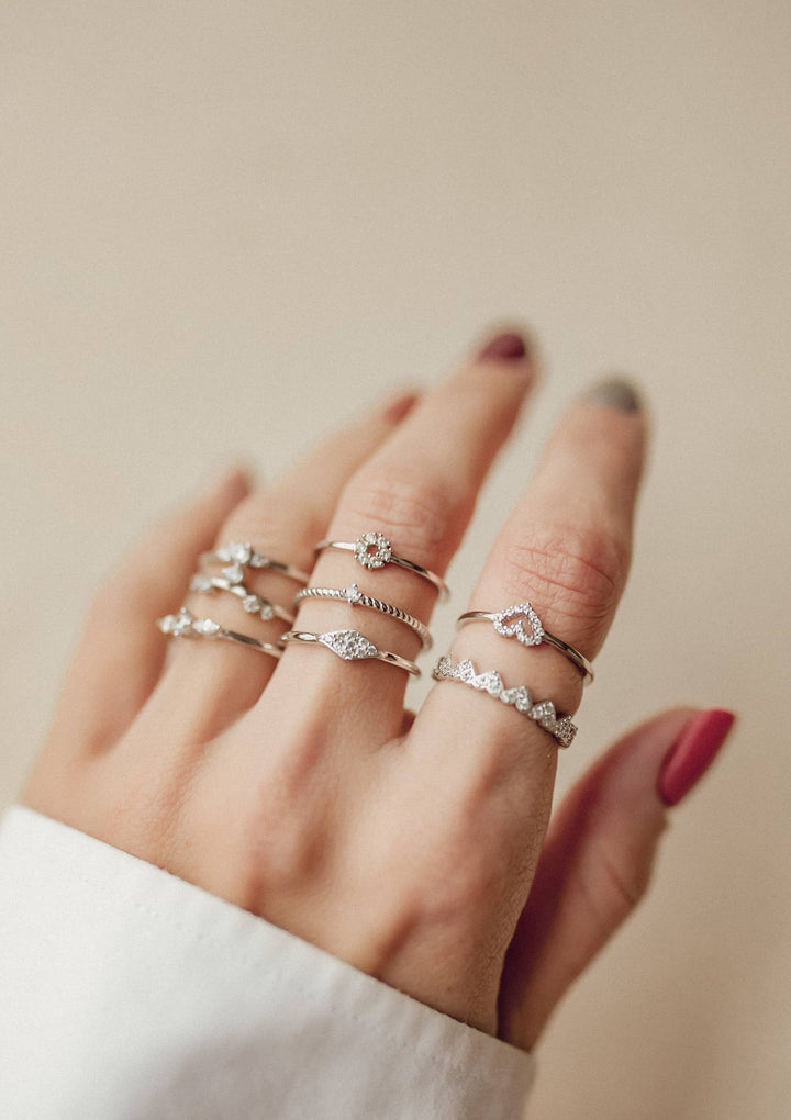 Bague Diamant Mince Argent Sterling