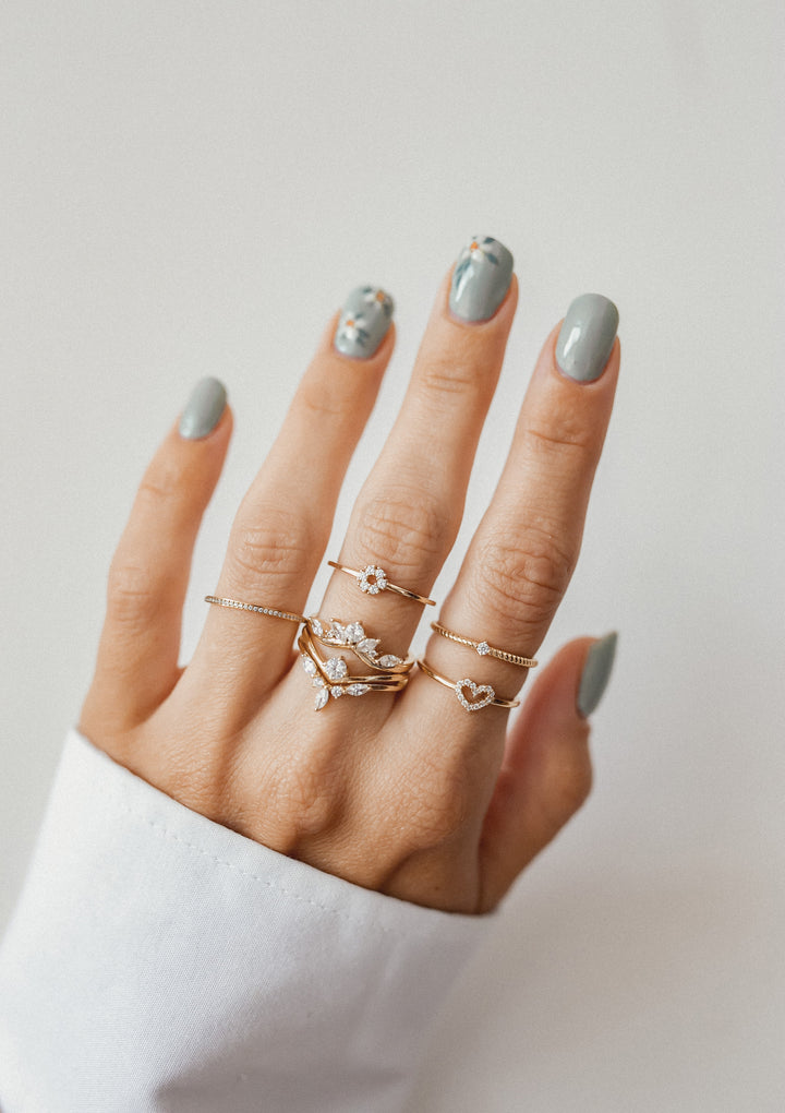 Bague Fine Bande Pierres Précieuses en Or