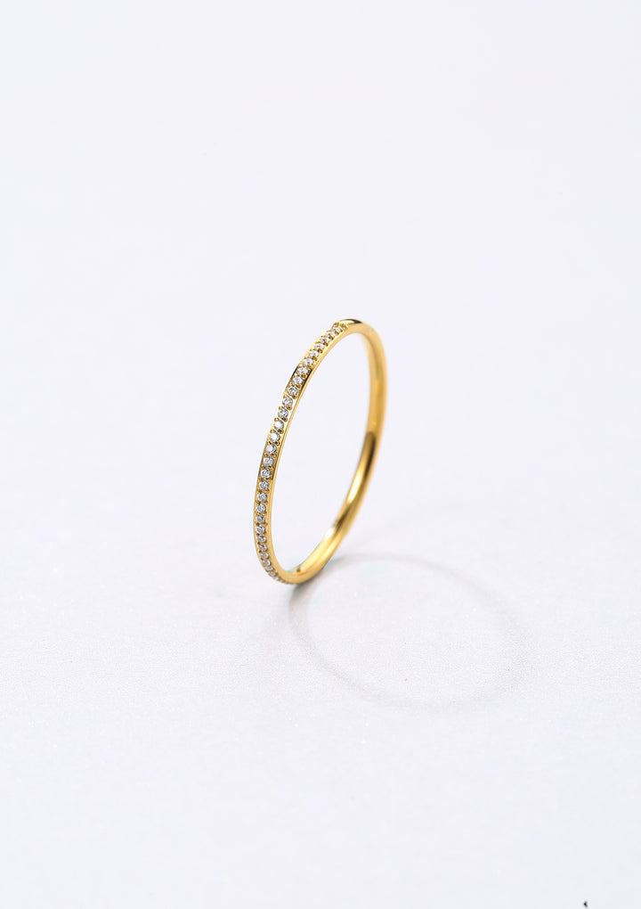 Bague Fine Bande Pierres Précieuses en Or