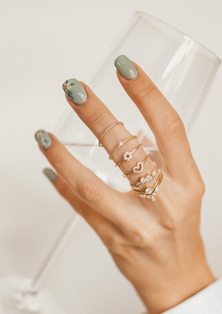 Bague Fine Bande Pierres Précieuses en Or