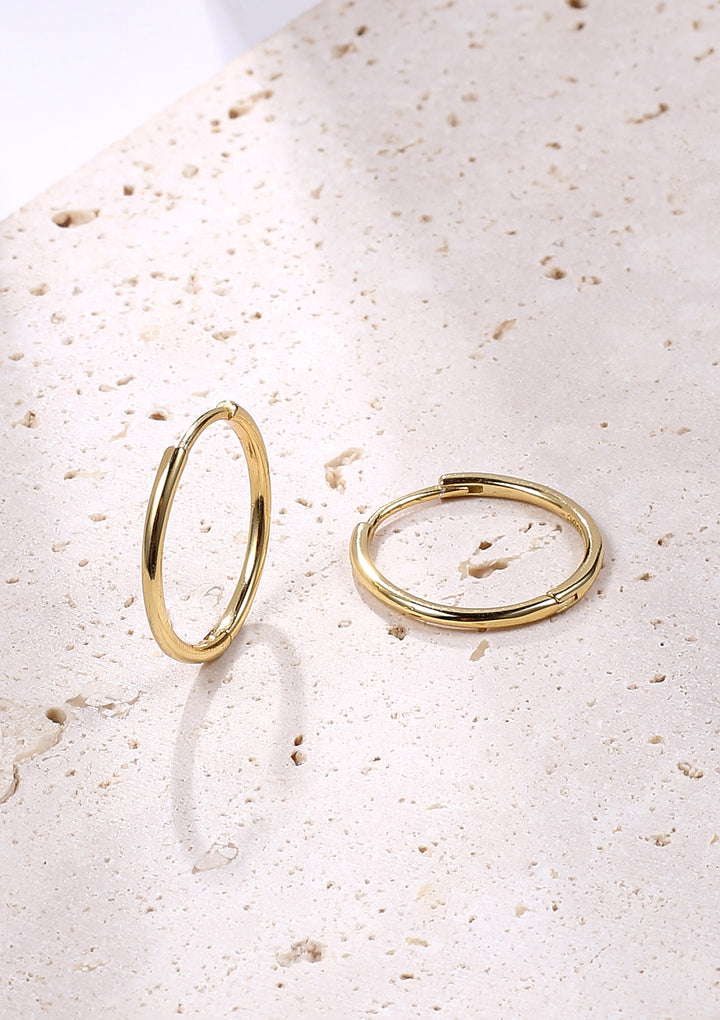Slim Hoop Earrings Sterling Silver Gold